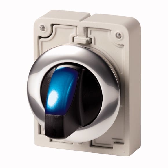 Eaton Industries France SAS - Commut rotatifs lumineux 30mm, a manette, bleu, 2 positions, à accroch