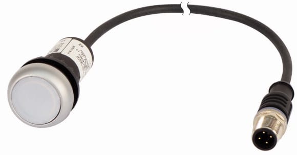 Eaton Industries France SAS - Bouton-poussoir lumin; à accroch; blanc; 24 V; 1 NO; câble 1m + connecteur M12A