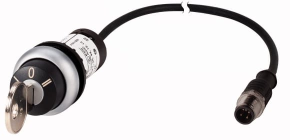 Eaton Industries France SAS - Bouton-poussoir à clé, à rappel, 3 pos, MS1, 2NO, câble+connecteur M12A, 0,2 m