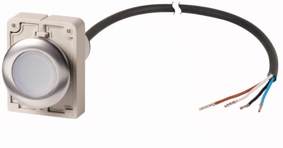 Eaton Industries France SAS - Bouton-poussoir lumineux, à rappel, 1 N/O, blanc,, cable extrémité ouverte, 1 m
