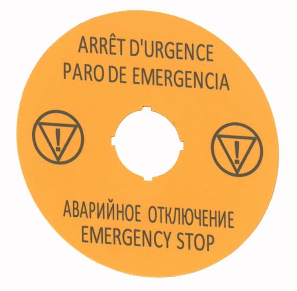 Eaton Industries France SAS - Plaque arrêt d'urgence diamètre de 90mm