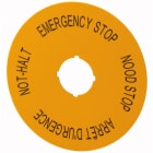 Eaton Industries France SAS - Étiquette, arrêt d'urgence, D=90mm, jaune, DE, EN, néerlandais, FR