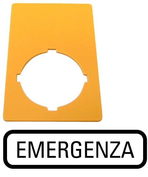 Eaton Industries France SAS - Étiquette, arrêt d'urgence, jaune, HxL=50x33mm, EMERGENZA