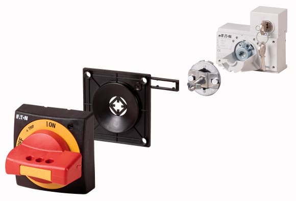 Eaton Industries France SAS - Poignée rotative à commande rompue, rouge-jaune, +verrouillage par clé, taille 1