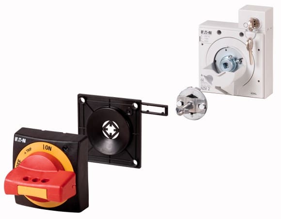 Eaton Industries France SAS - Poignée rotative à commande rompue, rouge-jaune, +verrouillage par clé, taille 2