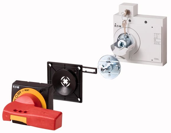 Eaton Industries France SAS - Poignée rotative à commande rompue, rouge-jaune, verrouillage, taille 3