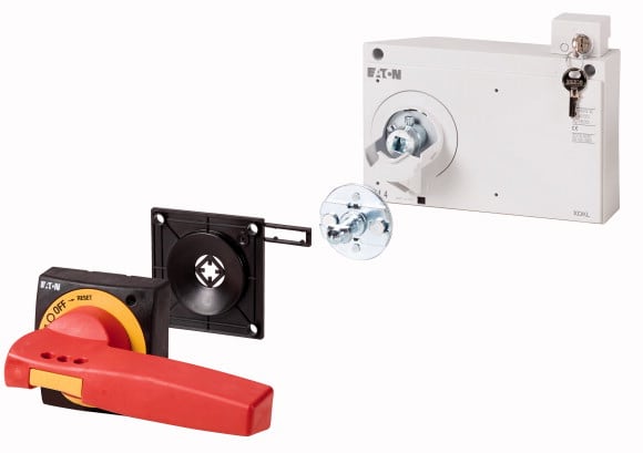 Eaton Industries France SAS - Poignée rotative à commande rompue, rouge-jaune, +verrouillage par clé, taille 4