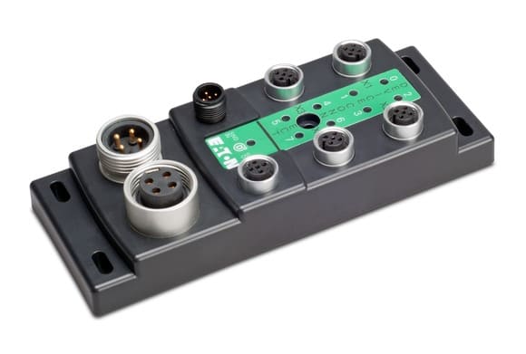 Eaton Industries France SAS - Module-bloc E/S SWD IP69K, 24 V DC, 2 E alim, 2 S 2A alim séparée, 4 E/S M12 fem