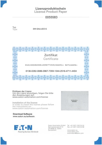Eaton Industries France SAS - Logiciel de visualisation, CD, GALILEO, licence monoposte