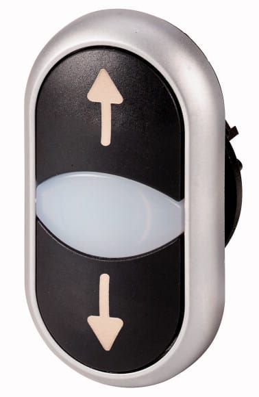 Eaton Industries France SAS - Bouton-poussoir double avec élement DEL, noir/blanc/noir, beschr.