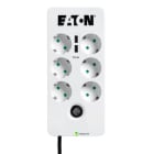 Eaton Industries France SAS - Multiprise parafoudre certifiée,10A, 6 prises DIN avec 2 prises chargeur USB
