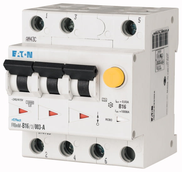 Eaton Industries France SAS - Disjoncteur différentiel FRBmM, 30mA, courbe C, 3P, type A