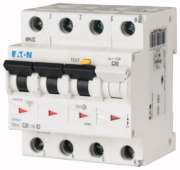 Eaton Industries France SAS - Disjoncteur différentiel FRBm4, 300mA, courbe C, 3P+N, type AC