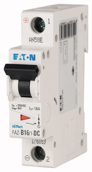 Eaton Industries France SAS - Disjoncteur modulaire FAZ-DC, 16A, 1P, 15kA (IEC/EN 60947-2), courbe B, DC