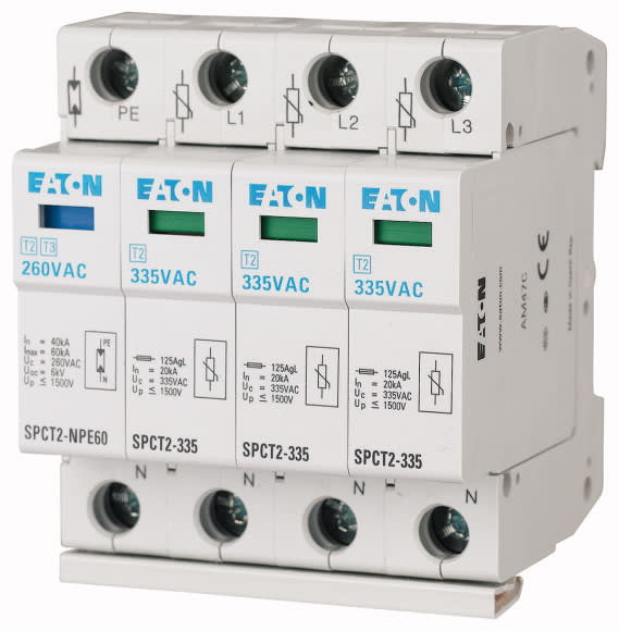Eaton Industries France SAS - Parafoudres débrochables, 3p+N, 335VAC, 20kA