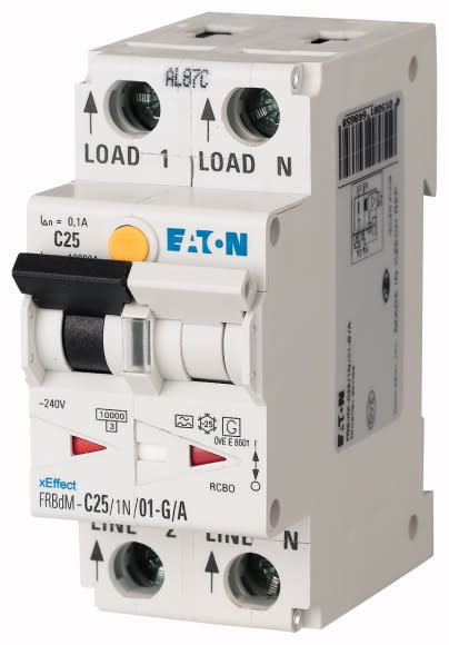 Eaton Industries France SAS - Disjoncteur différentiel digital FRBdM, 30mA, courbe C, 1P+N, type G/A