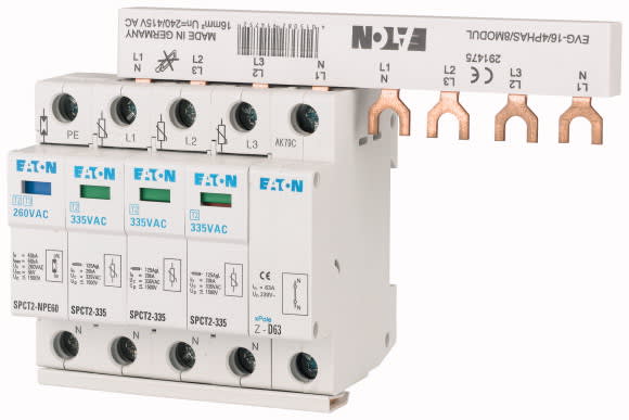 Eaton Industries France SAS - Parafoudres débrochables, 3p+N/BB, 460VAC, 20kA