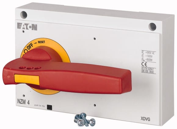 Eaton Industries France SAS - Poignée rotativer, rouge/jaune, verrouillable sur la poignée, taille 4, IEC