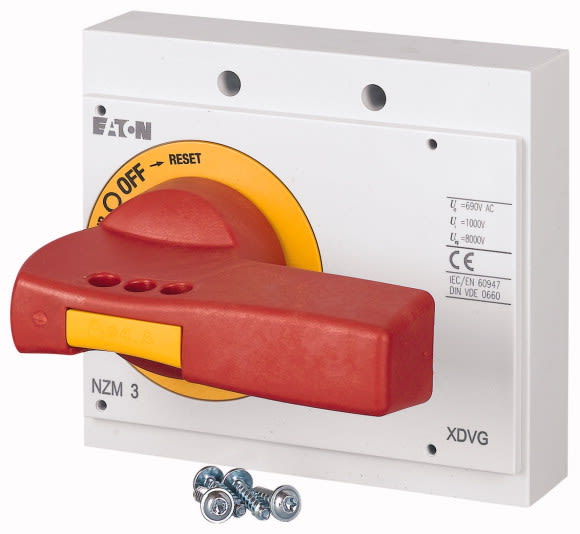 Eaton Industries France SAS - Poignée rotativer, rouge/jaune, verrouillable sur la poignée, taille 3, II