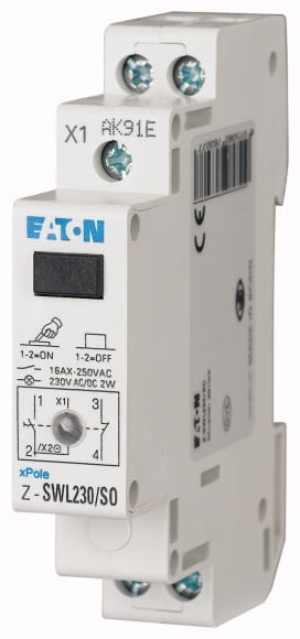 Eaton Industries France SAS - Commutateur avec LED, 230AC/DC, 1F+1O, 16A, orange, 1PE