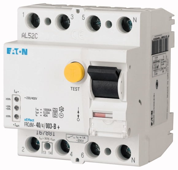Eaton Industries France SAS - Interrupteur différentiel digital FRCdM, 4P, 63A, type G/B, 30mA