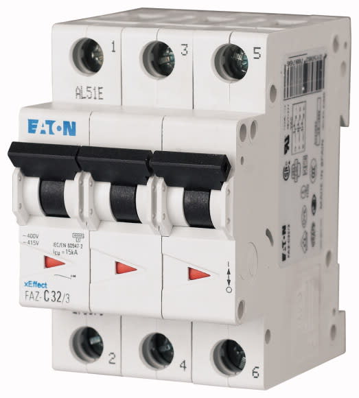 Eaton Industries France SAS - Disjoncteur modulaire FAZ, 20A, 3P, 15kA (IEC/EN 60947-2), courbe B