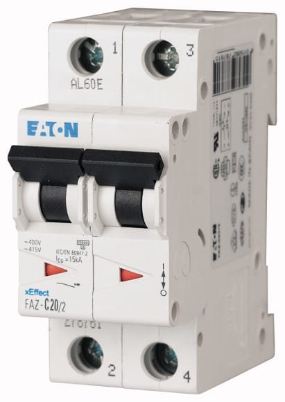 Eaton Industries France SAS - Disjoncteur modulaire FAZ, 16A, 2P, 15kA (IEC/EN 60947-2), courbe B