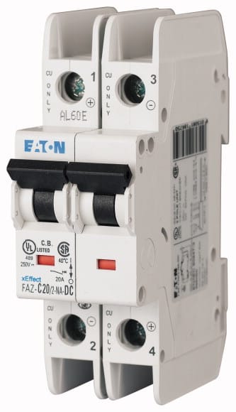 Eaton Industries France SAS - Disjoncteur FAZ-DC, 6A, 2P, 15kA (IEC/EN 60947-2), 10 (UL489) kA, UL, courbe C