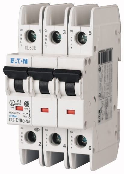 Eaton Industries France SAS - Disjoncteur FAZ, 6A, 3P, 15kA (IEC/EN 60947-2), 10 (UL489) kA, UL, courbe B