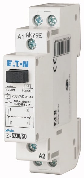 Eaton Industries France SAS - Télérupteur, 230AC, 1 F, 1 contact à ouverture, 16A, 50Hz, 1PE