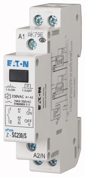 Eaton Industries France SAS - Télérupteur avec commande centralisée, 230AC, 1 F, 16A, 50/60Hz, 1PE