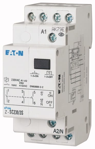 Eaton Industries France SAS - Télérupteur avec commande centralisée, 230AC, 3 F, 16A, 50/60Hz, 2PE