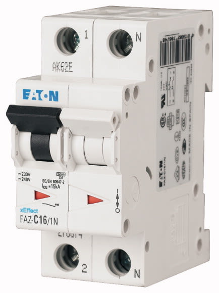 Eaton Industries France SAS - Disjoncteur FAZ6, 10A, 1P+N, 6kA (EN 60898) 10kA (IEC/EN 60947-2), courbe B