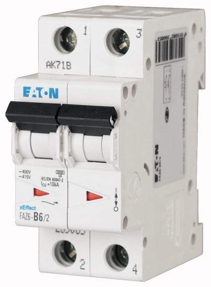 Eaton Industries France SAS - Disjoncteur FAZ6, 0,16A, 2P, 6kA (EN 60898) 10kA (IEC/EN 60947-2), courbe C