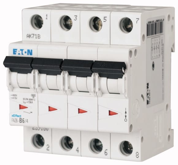 Eaton Industries France SAS - Disjoncteur FAZ6, 0,75A, 4P, 6kA (EN 60898) 10kA (IEC/EN 60947-2), courbe C