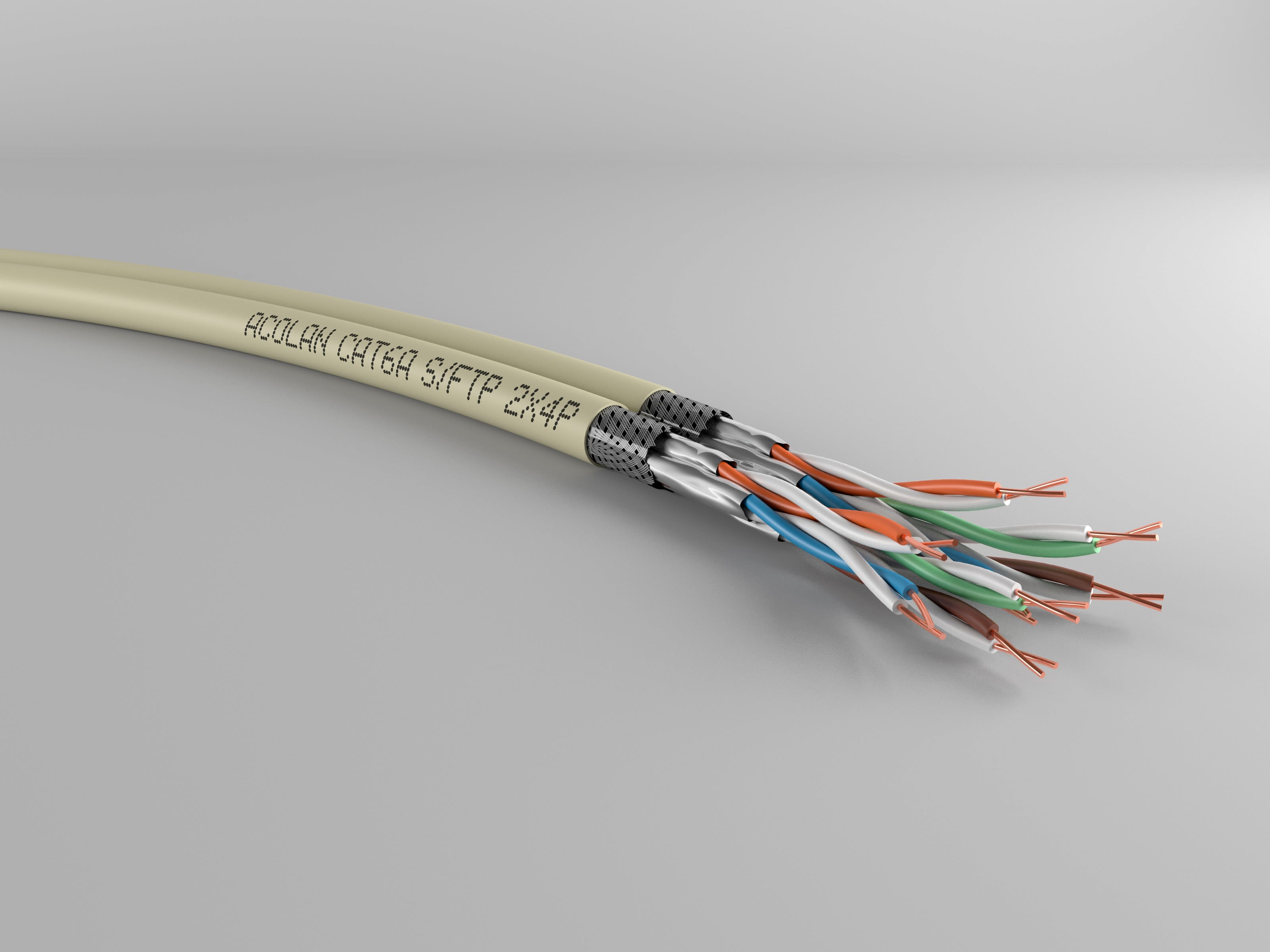 Acome - cable S-FTP cat6a LSOH-FR 2x4P touret 500m ivoire Cca