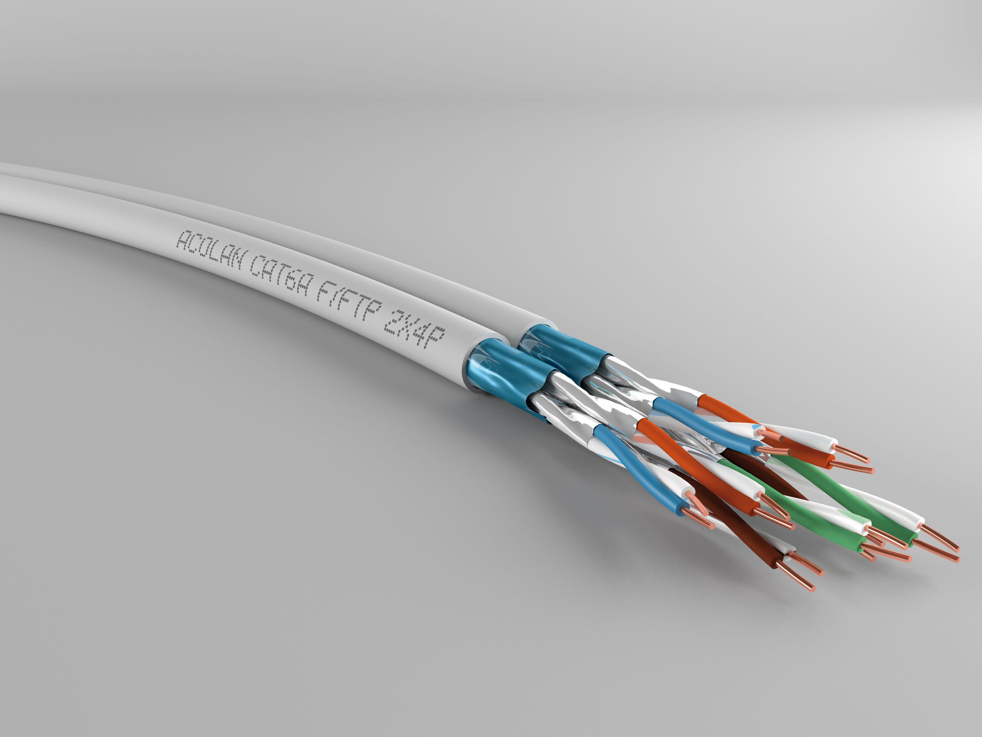 cable F-FTP cat6A LSOH-FR 2x4P touret 500m ivoire Dca Acome