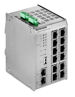 Acome - Commutateur industriel  Giga / 12 ports : 8RJ45 + 4 combo RJ45-SFP