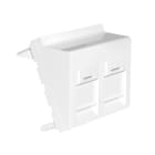 Acome - Plastron angulé 2 ports RJ45 Keystone, Format 45x45 volet anti poussière Blanc