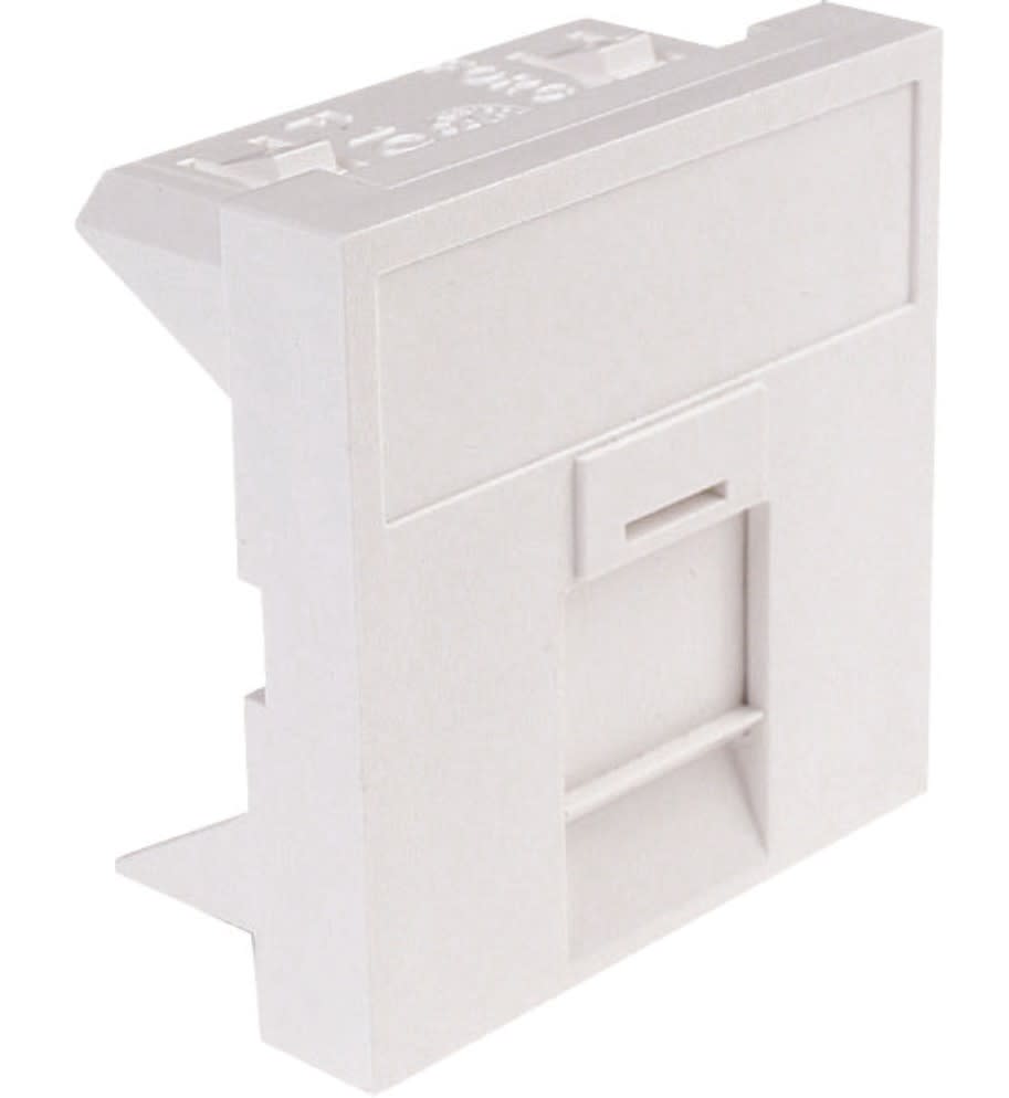Acome - Plastron droit 1 port RJ45 Keystone, Format 45x45 volet anti poussière Blanc