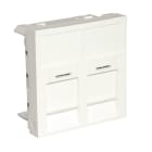 Acome - Plastron droit 2 ports RJ45 Keystone, Format 45x45 volet anti poussière Blanc
