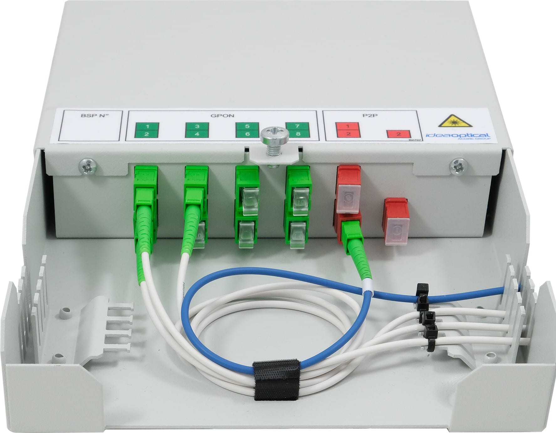 Acome - Boîtier secondaire passif POL MIX - 2 CPL 1 vers 4 + 6 fibres P2P - SC/APC