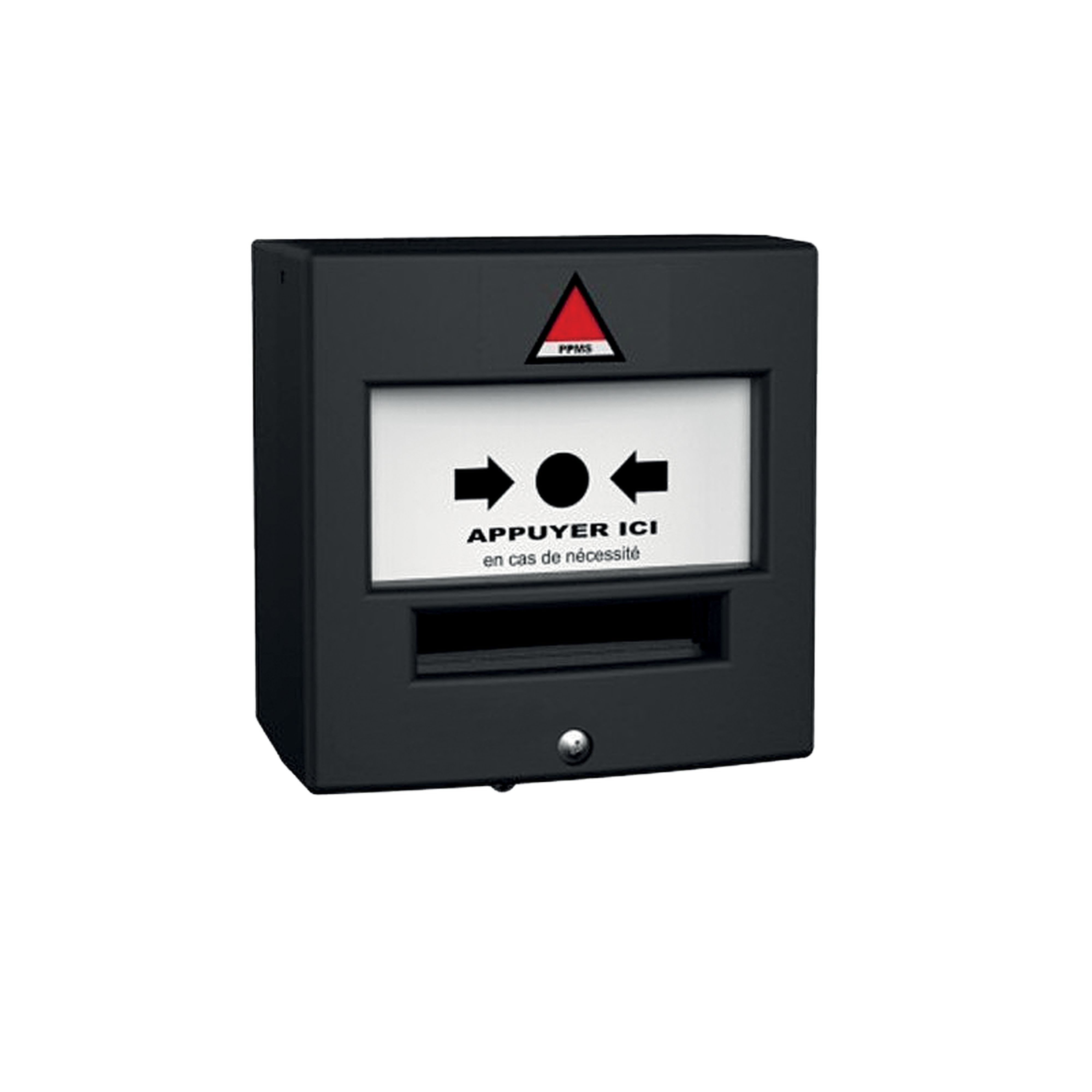 Majorcom - Déclencheur manuel noir 1 bouton pour messages et alertes PPMS