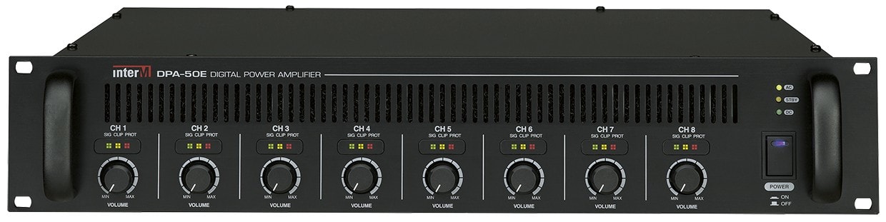 Majorcom - Amplificateur numérique classe D 8 x 50W avec 2 entrées audio