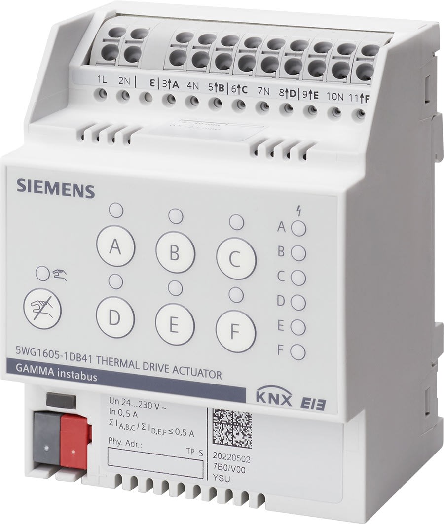 Siemens IBT - Thermal drive actuator, 6 x AC 24...230 V, with 6 integrated room temperature co