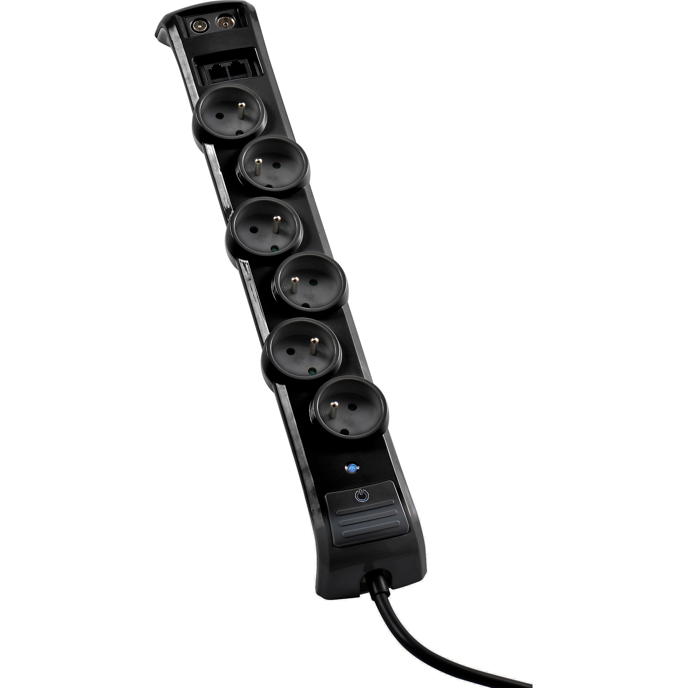 L'Ebenoid - Bloc PF 6PC inter+TV+RJ45-1,5m noir