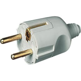 L'Ebenoid - Fiche mâle 16A 2P+T double terre gris