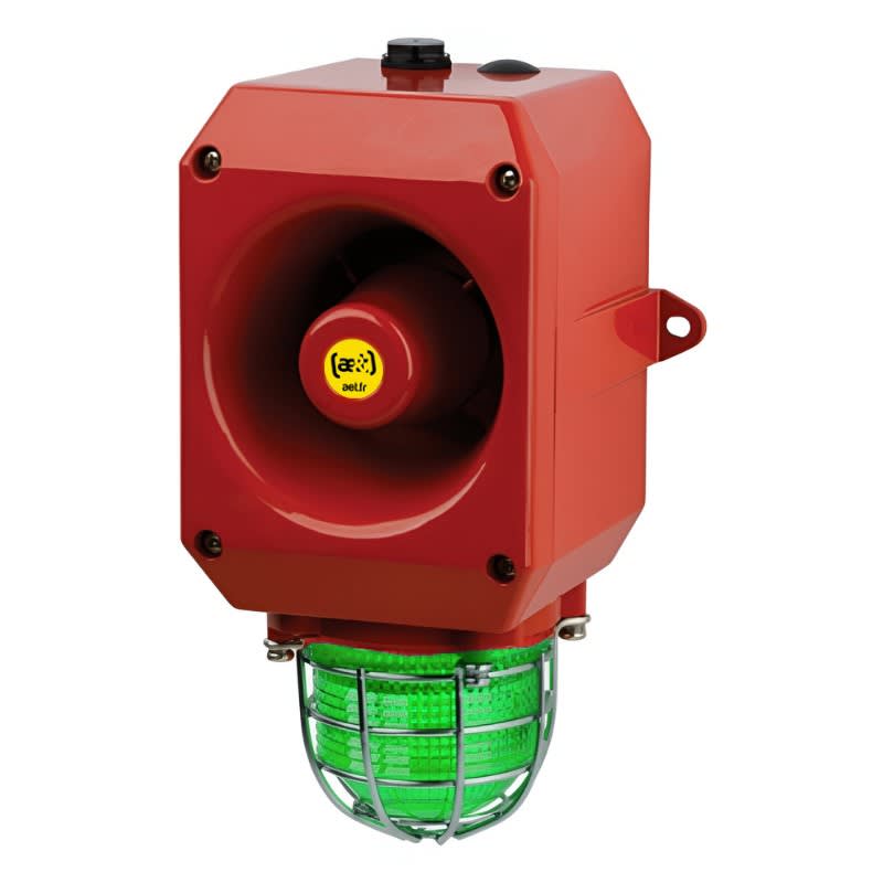Aet - Combiné fonte alu 112dB feu flash 230Vca Vert flash 5J IP66