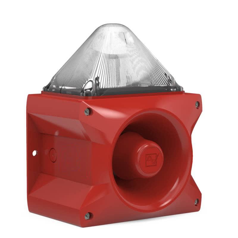 Aet - Combiné sirène 107 dB feu flash 5J 24Vcc optique Transparent IP66