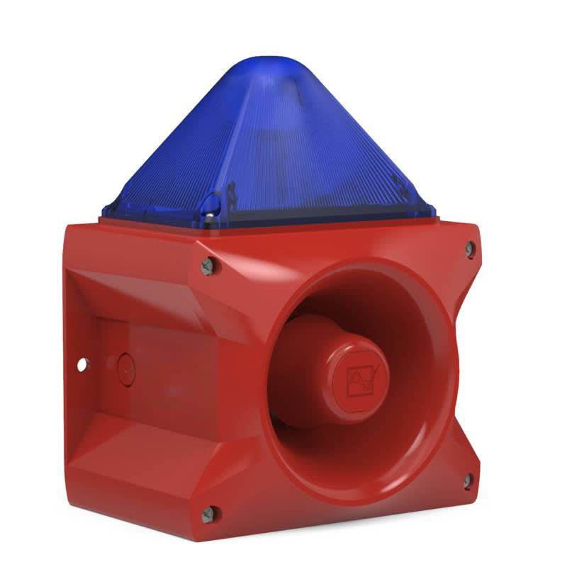 Aet - Combiné sirène 107 dB feu flash 5J 24Vcc optique Bleu IP66 IK08